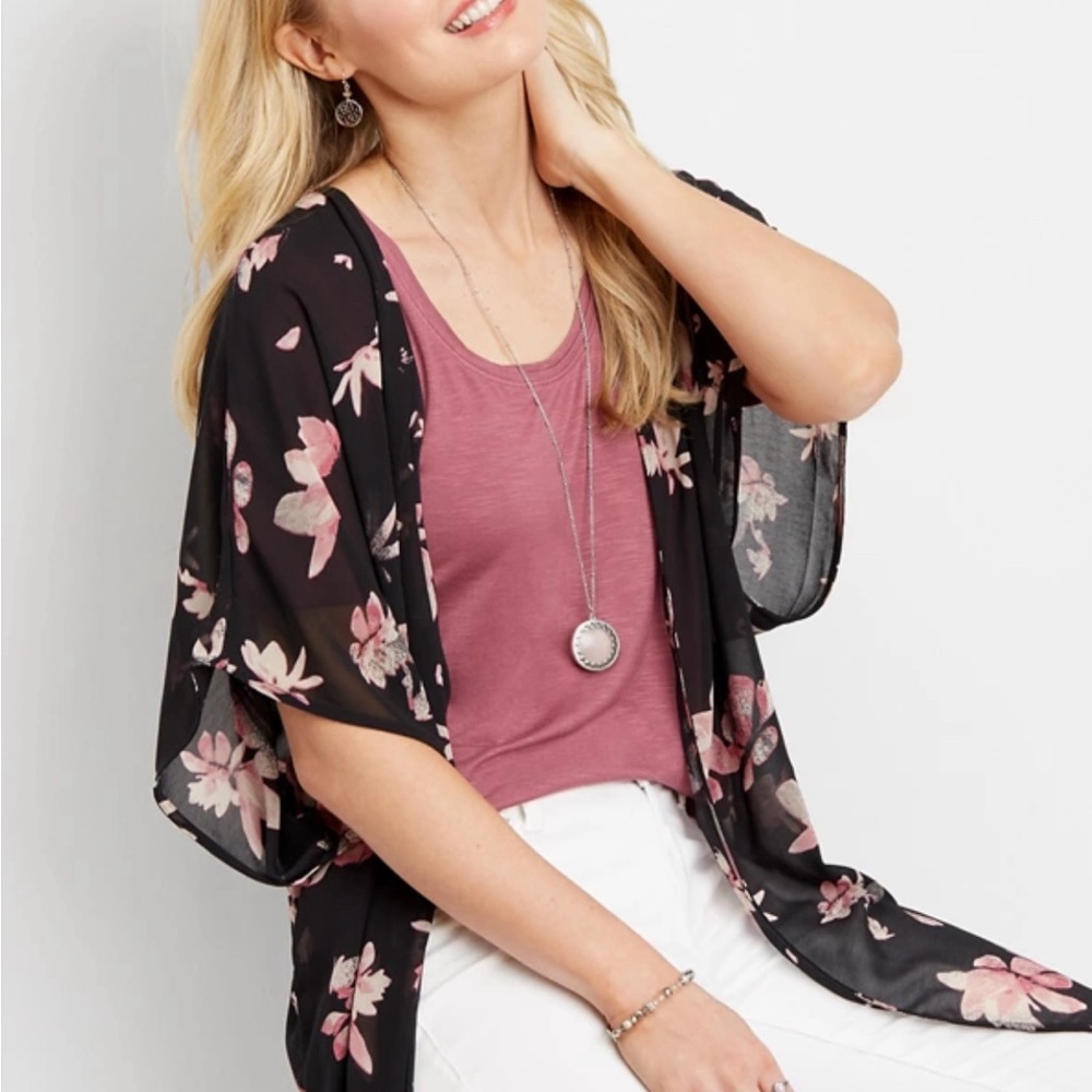 distressed dark magnolia kimono